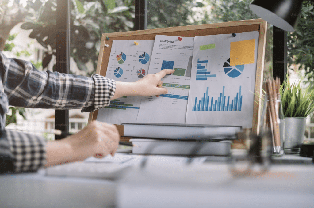Person analyzing data from SEO strategies.